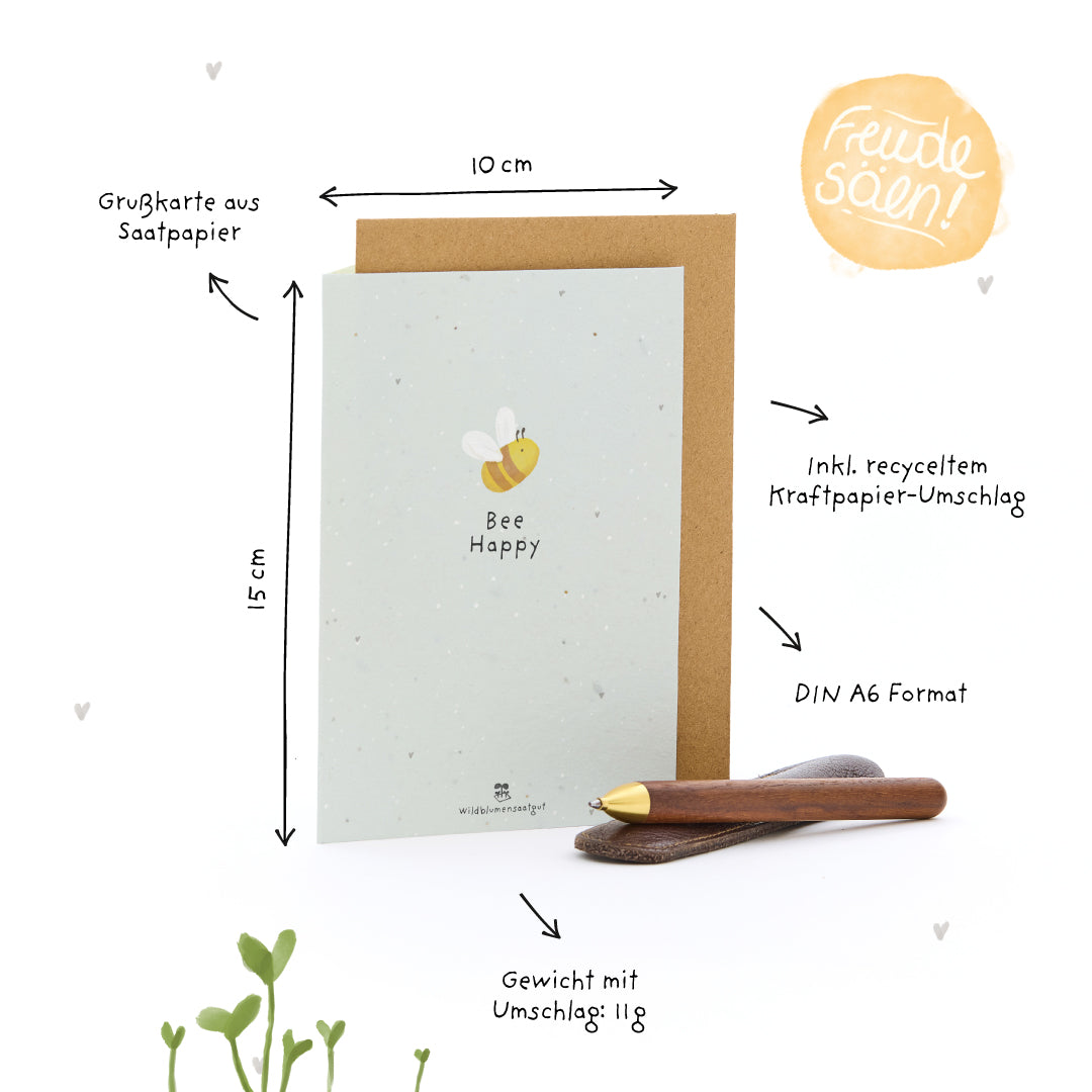 Grußkarte - Bee Happy
