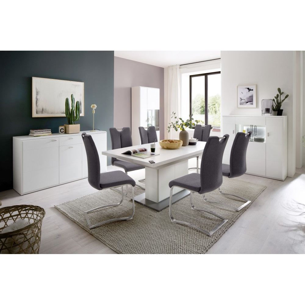 ARTOS Schwingstuhl Mit Griffloch 2er Set Edelstahl Gestell Bezug Polyester PU Echtleder