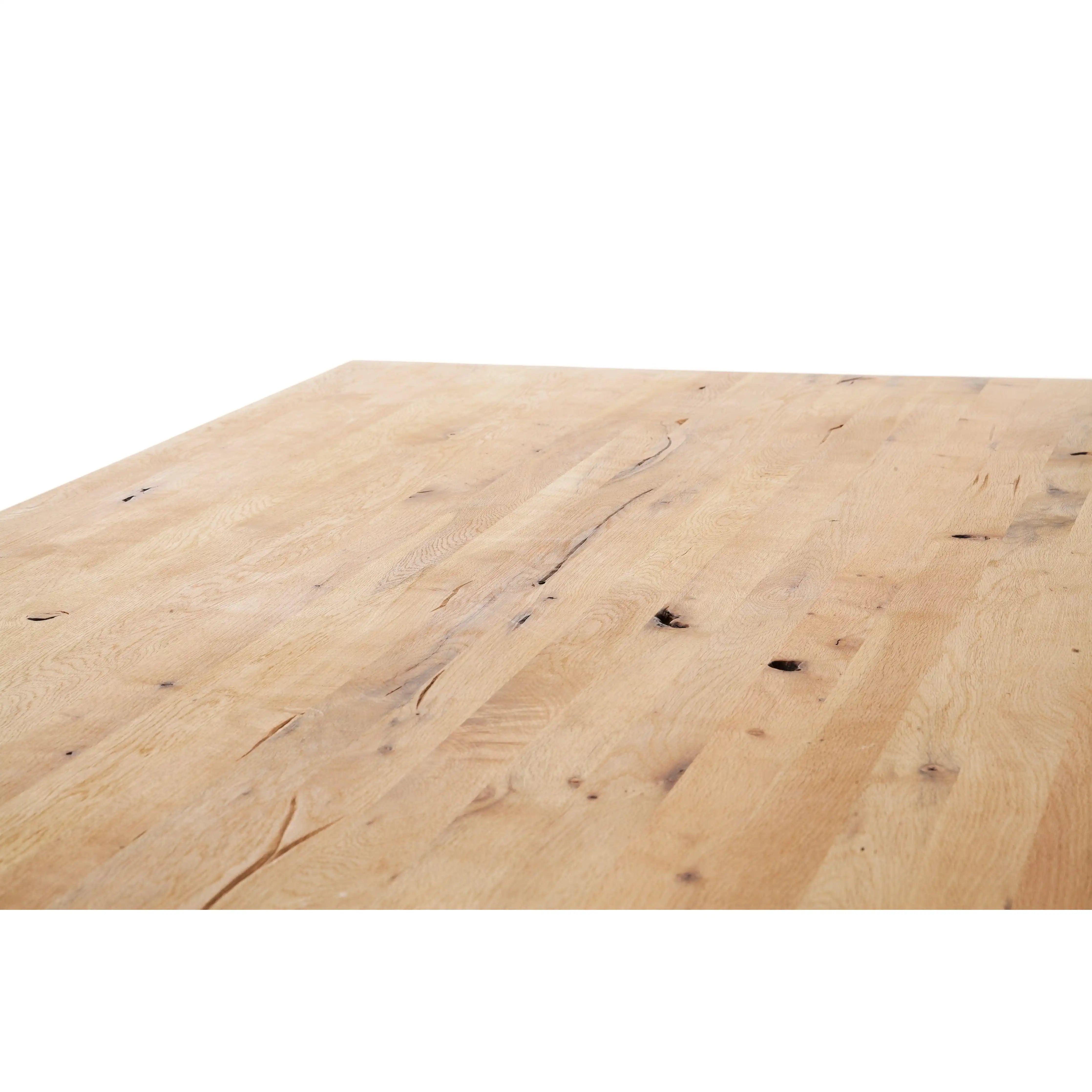 Amsterdam Esstisch Wildeiche Balkeneiche Geölt 50mm Stahlgestell Anthrazit Holz