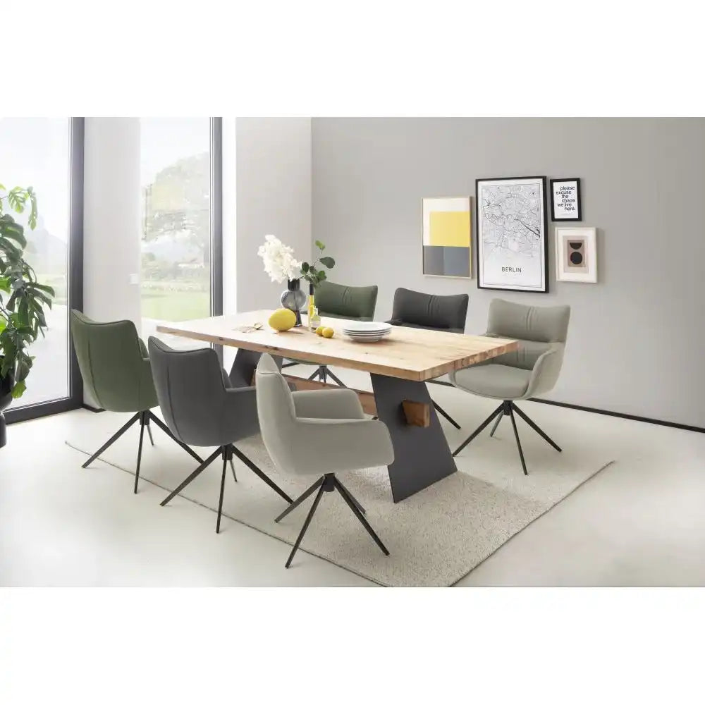 Amsterdam Esstisch Wildeiche Balkeneiche Geölt 50mm Stahlgestell Anthrazit Holz