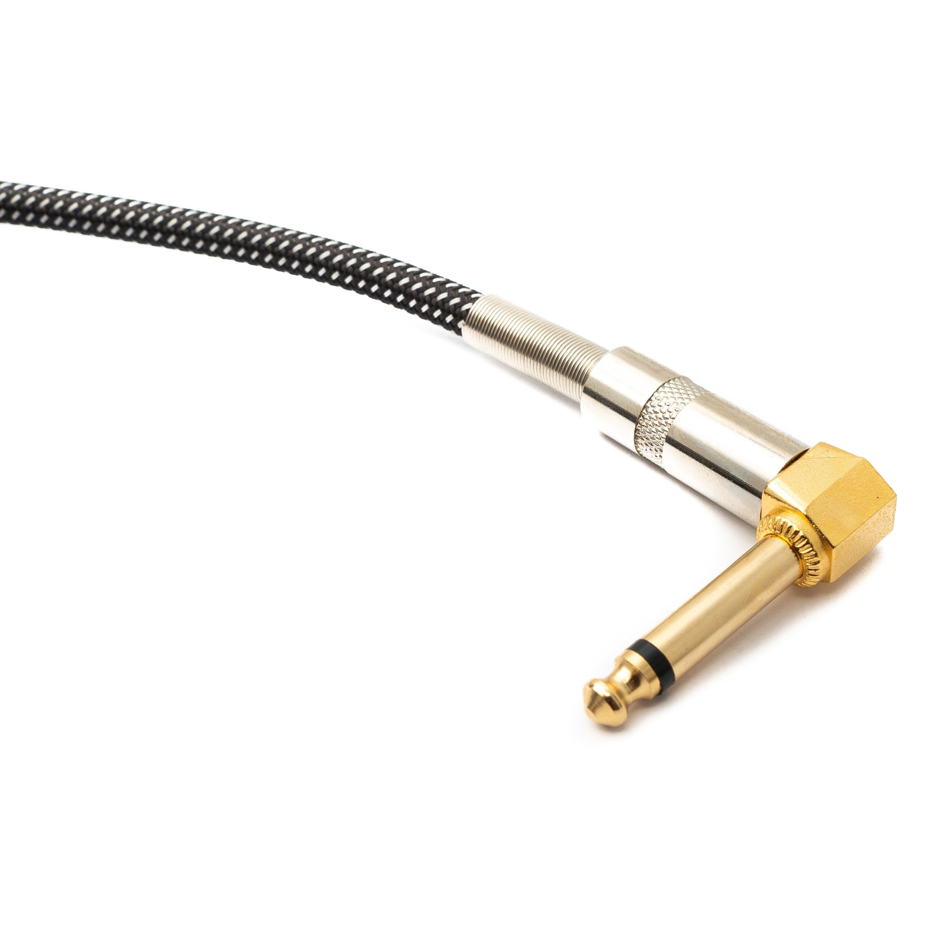 Klinkenkabel 6,35 mm Winkelstecker TS Nylon Geflochten Grau 3 m AUX Knickschutz Zink