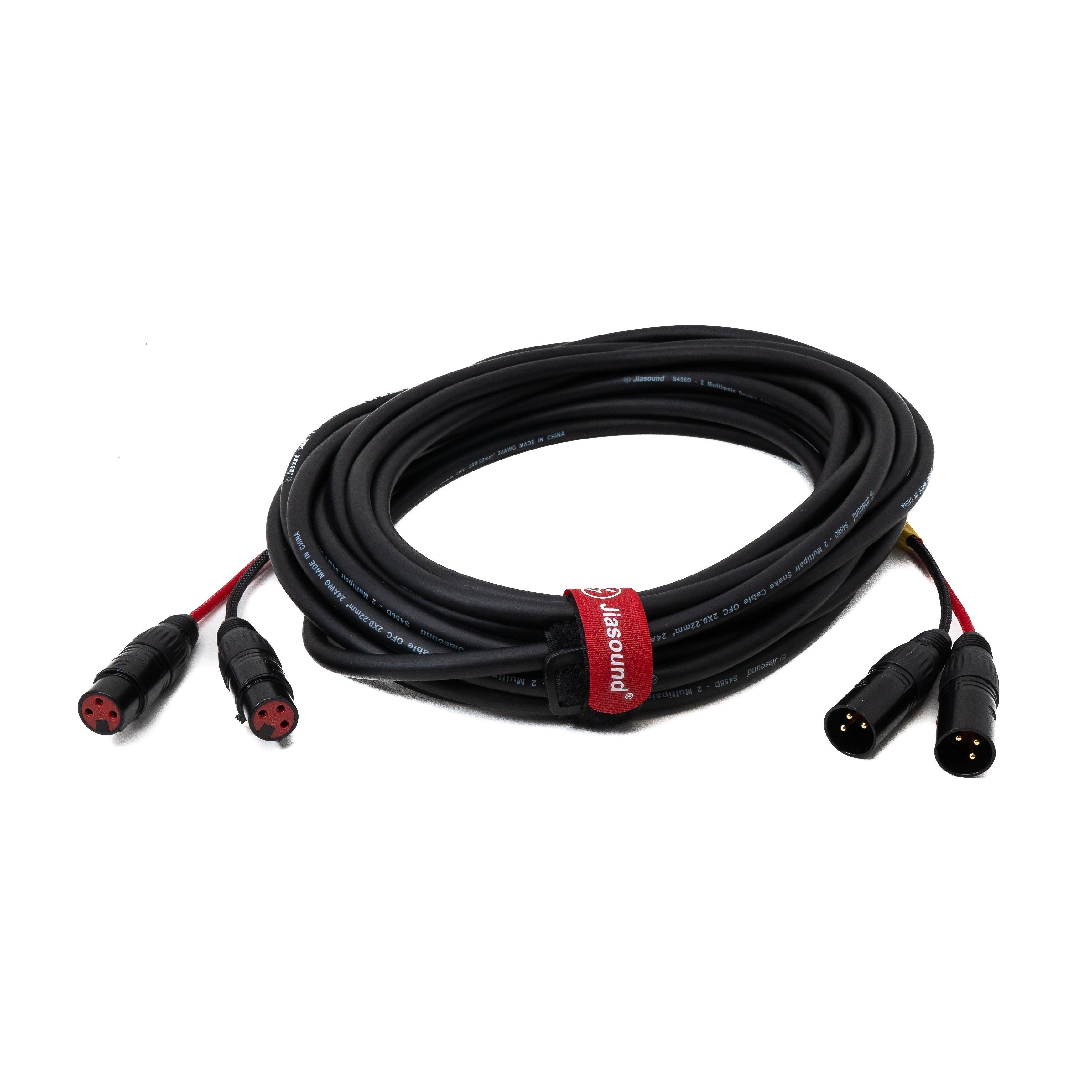2x2 XLR Kabel 3-polig Schwarz 10 m Profi-Audio-Verbindung Zu 2 XLR-Stecker Zu 2 XLR-Buchsen