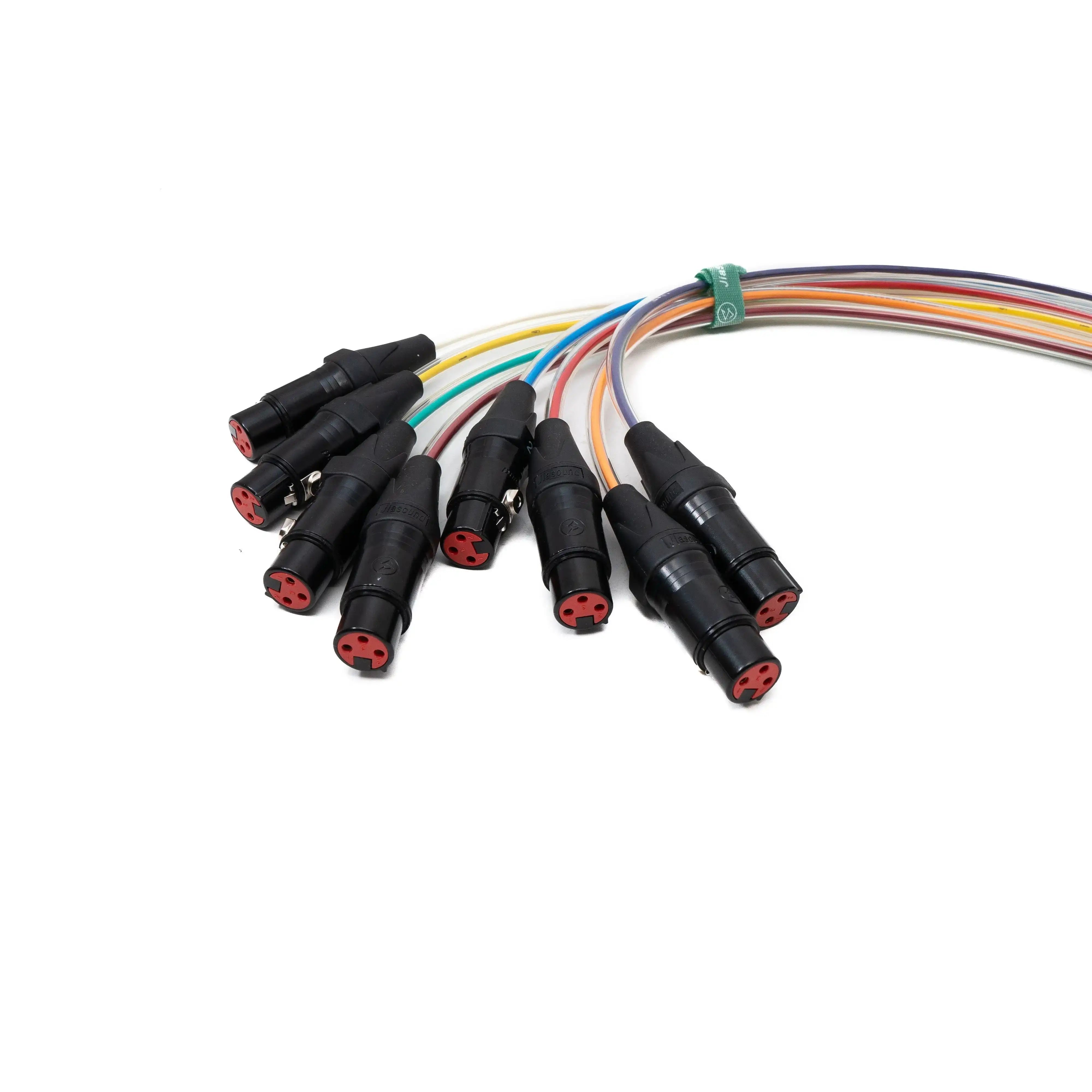 Professionelles Audio Kabel 10 Meter XLR 3 Polig 8x Stecker Zu 8x Buchse Schwarz Hohe Qualität