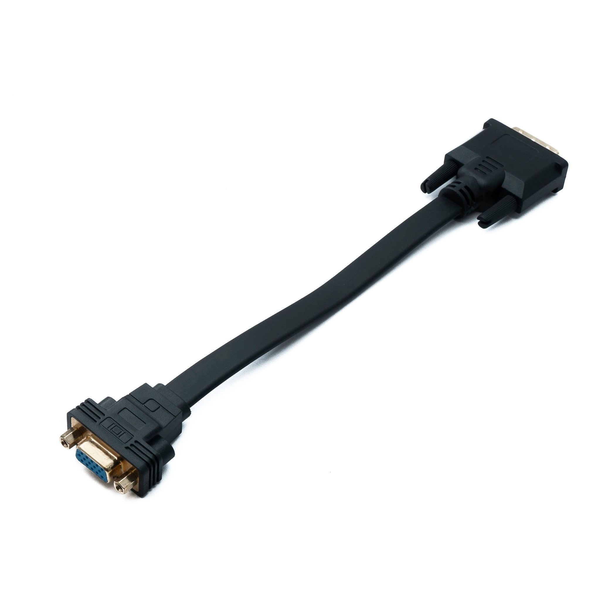 SYSTEM-S DVI D Kabel 20 cm 24+1 25 Pin Stecker zu VGA 15 Pin Buchse Flach Panel Mount Schraube Adapter