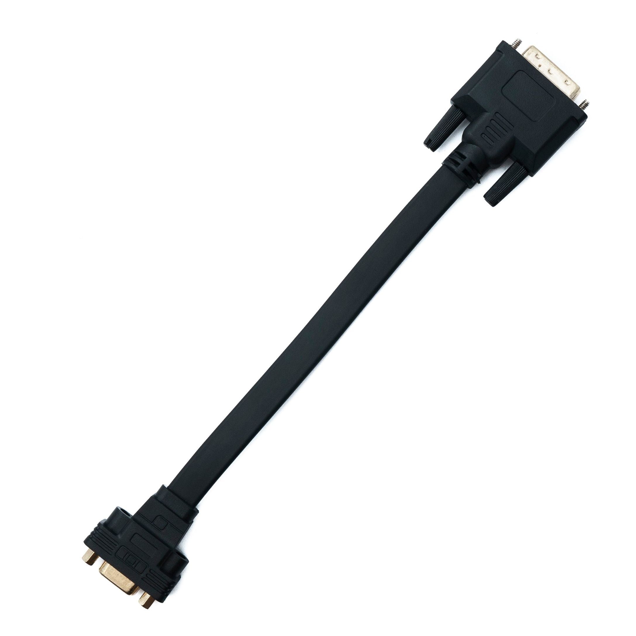 SYSTEM-S DVI D Kabel 20 cm 24+1 25 Pin Stecker zu VGA 15 Pin Buchse Flach Panel Mount Schraube Adapter