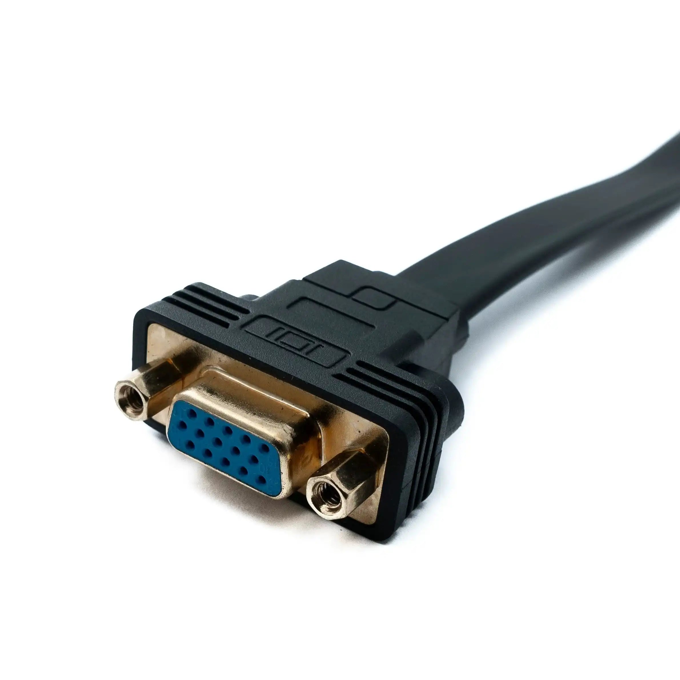 SYSTEM-S DVI D Kabel 20 cm 24+1 25 Pin Stecker zu VGA 15 Pin Buchse Flach Panel Mount Schraube Adapter