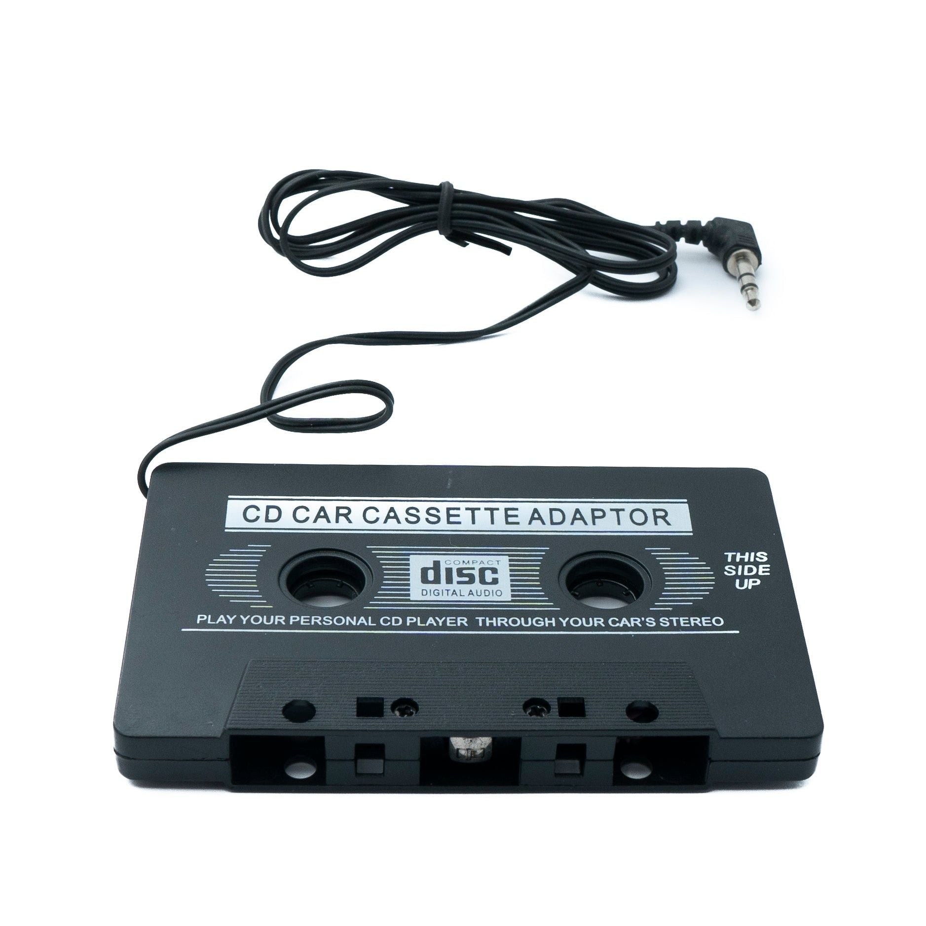 SYSTEM-S Audio Kabel 100 cm AUX 3,5 mm Stecker zu Auto Radio Kassette Winkel in Schwarz