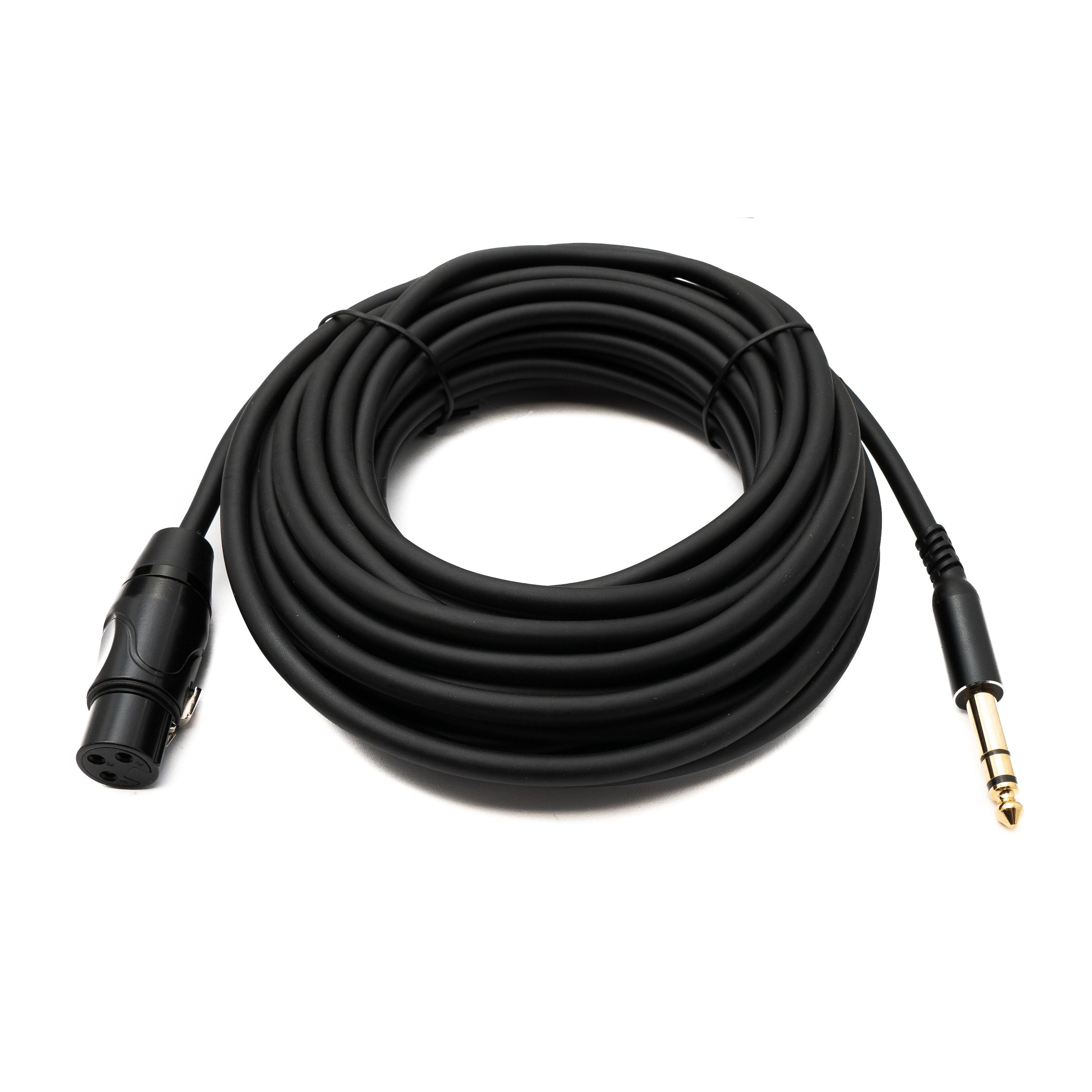 SYSTEM-S Audio Kabel 10 m 6.35 mm Klinke Stecker zu XLR 3 Pin Buchse in Schwarz