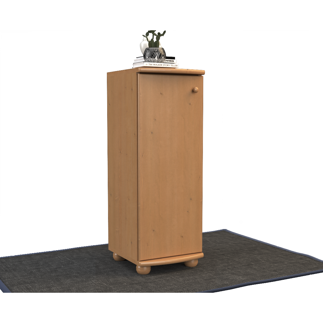 Anika Kiefer Massivholz Kommode | 1-Türig | 3-Regalfächer | 100% Bio Kiefer