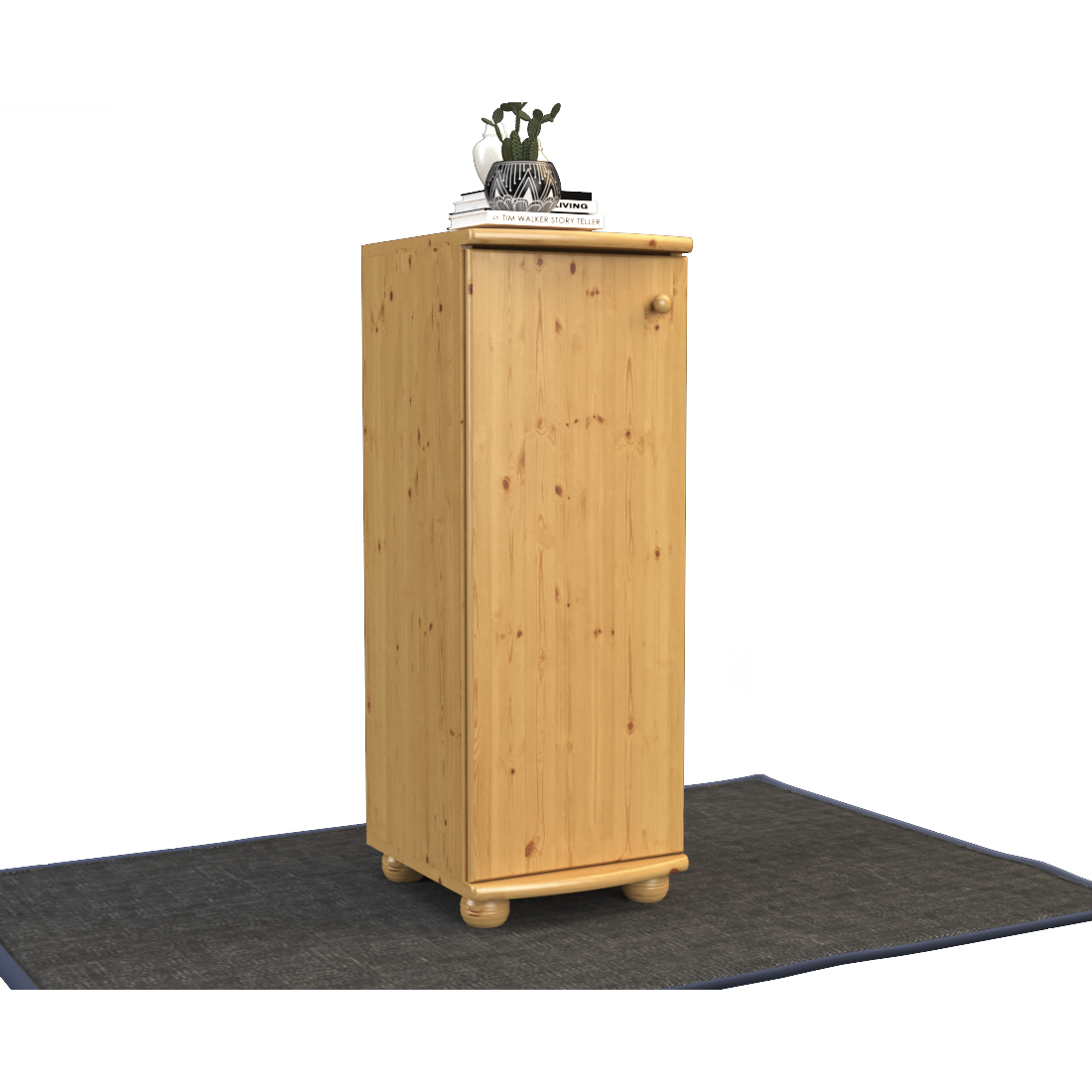 Anika Kiefer Massivholz Kommode | 1-Türig | 3-Regalfächer | 100% Bio Kiefer