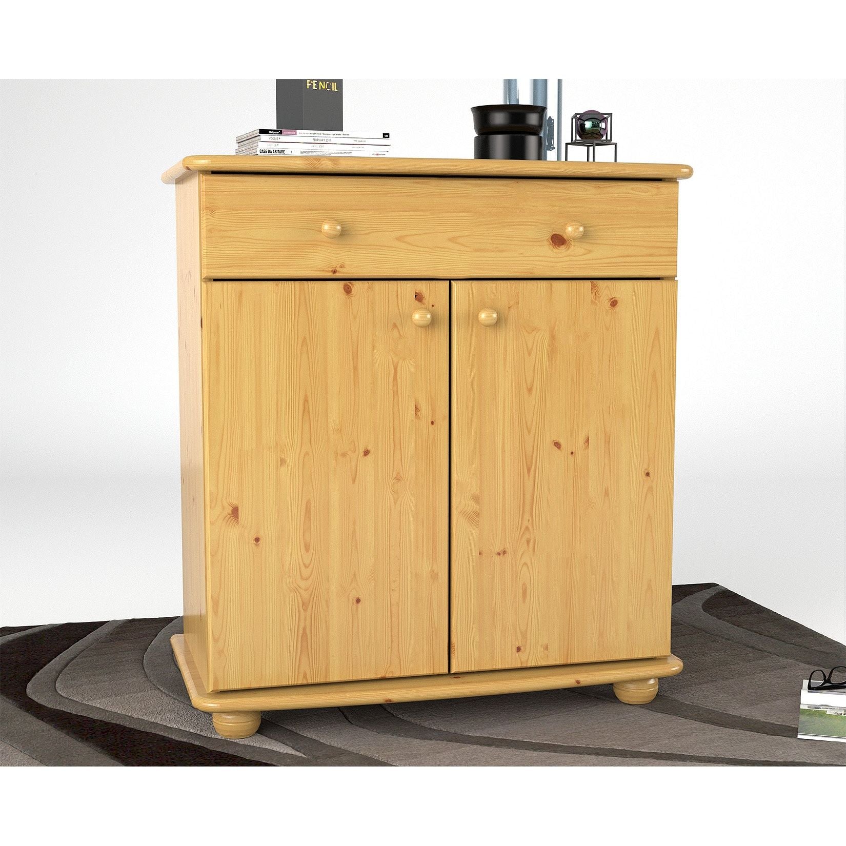 Anika Kiefer Massivholz Kommode | 2-Türig 1-Schublade | 100% Bio Kiefer