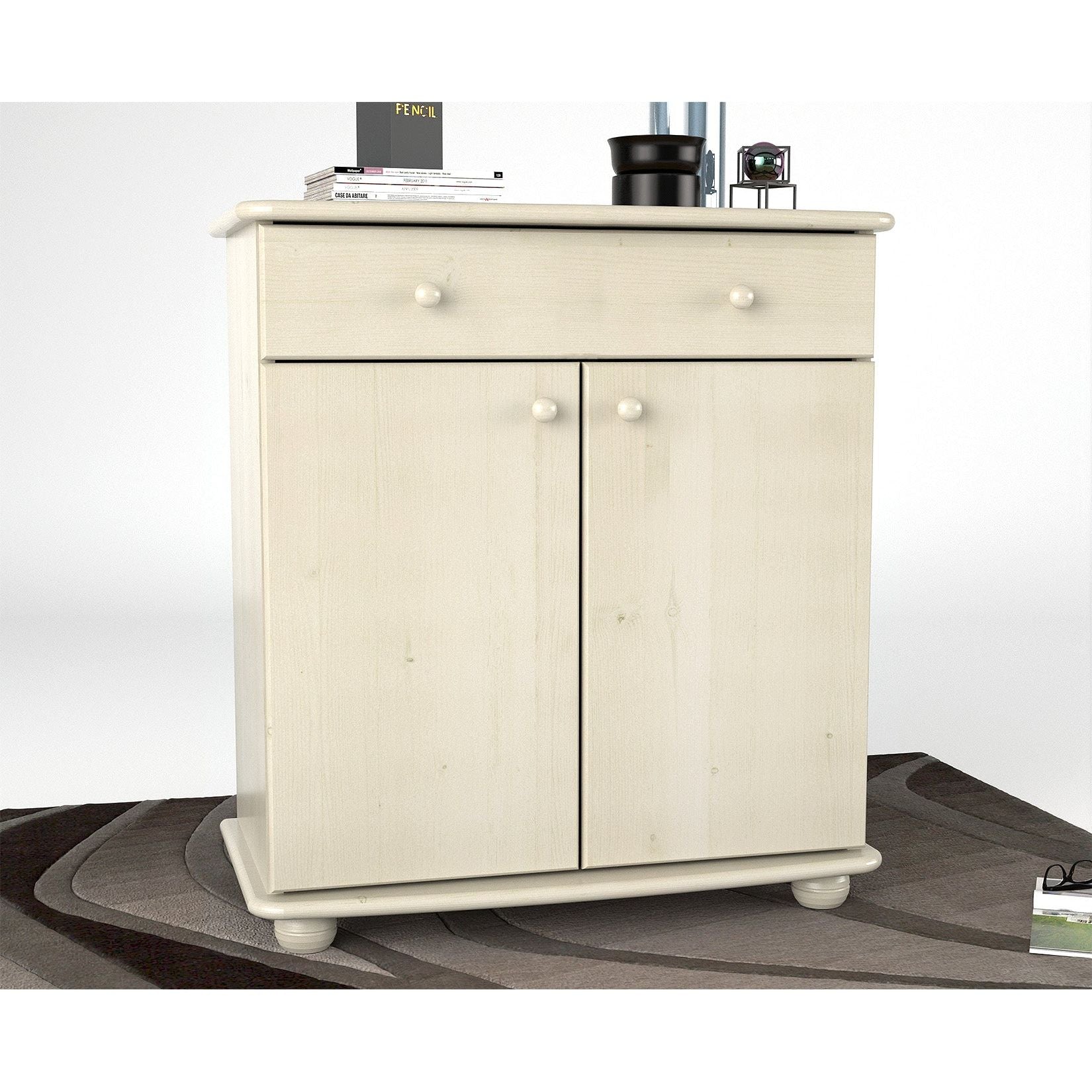 Anika Kiefer Massivholz Kommode | 2-Türig 1-Schublade | 100% Bio Kiefer