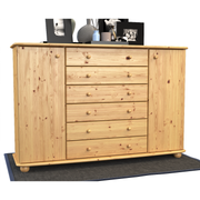 SALE Anika Kommode XL Sideboard | Anrichte | 2-Türig | 6-Schubladen | 100% Bio Kiefer Massivholz