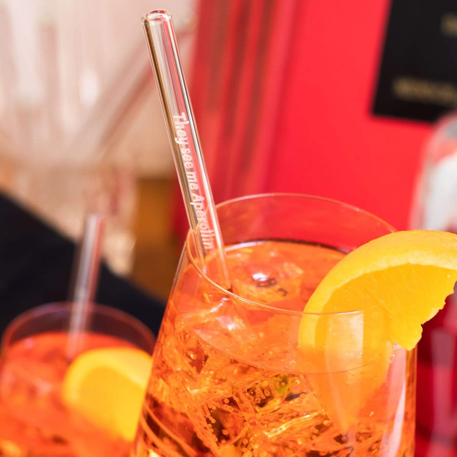 Aperol Spritz Sprüche gravierte Glasstrohhalme mit 6 lustigen Trinksprüchen