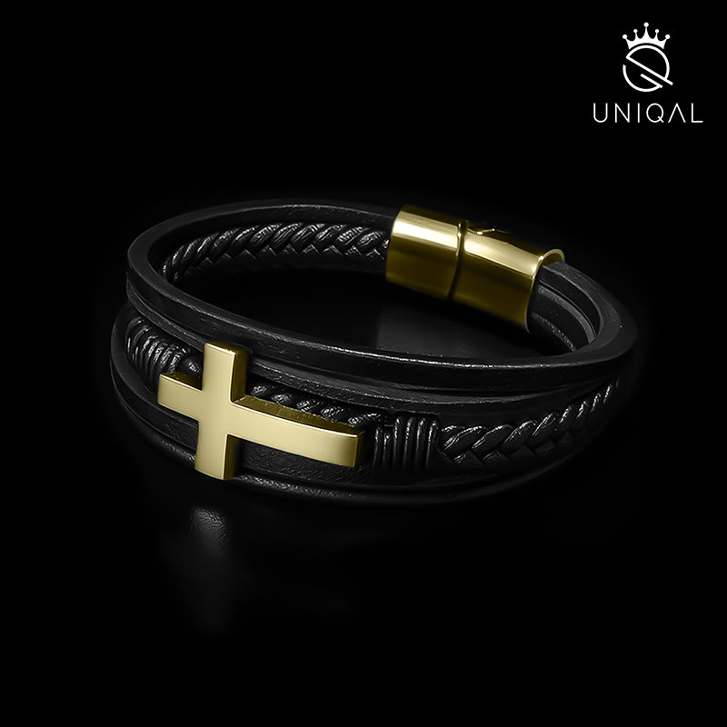 GOLD HEAVEN Lederarmband Unisex Herren Gravierbar Echtes Rindsleder Edelstahl Größen 19 21 23 cm Gratis