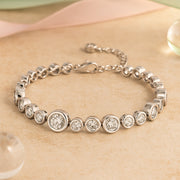 Armband aus 925er Sterling-Silber, Gliederarmband mit halbierten Zirkonia Kugeln