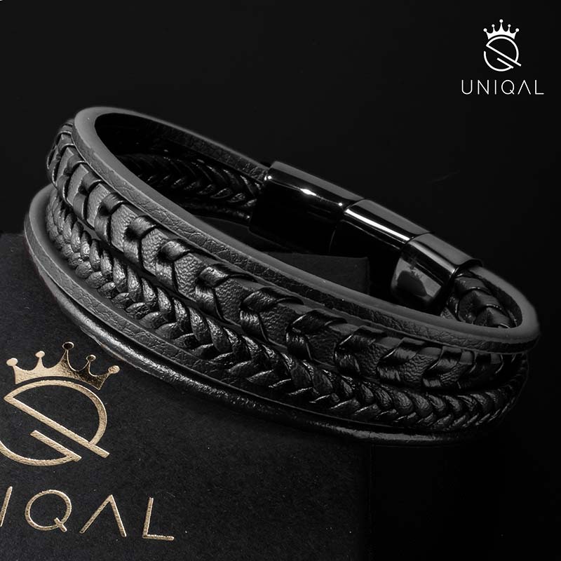 Armara Black Unisex Echt Leder Armband Schwarz 19 21 23 cm Gravierbar Inklusive Gratis Luxus Etui