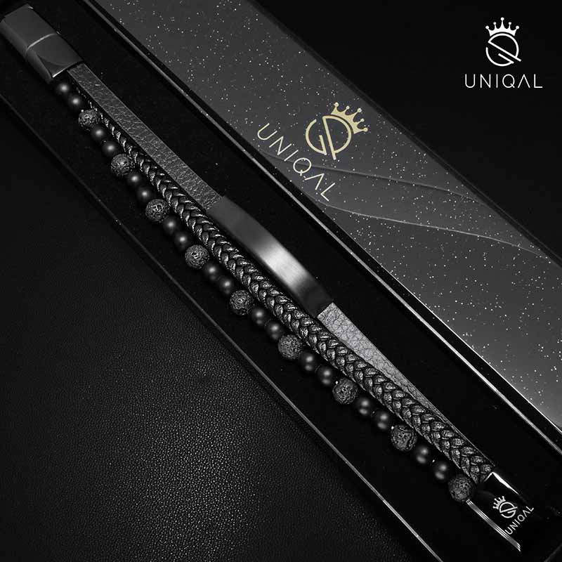 Jadore Lava Lederarmband Mit Lavasteinen Unisex Verstellbar 19 21 23 cm Inklusive Luxus Etui Gravur Innen Außen