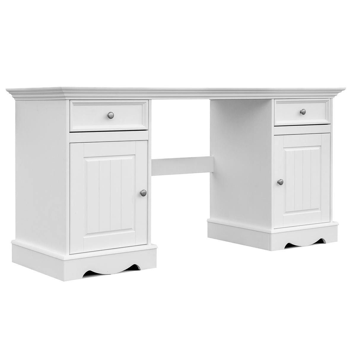 Bologna Elegante Massivholz Kiefer Schreibtisch | Farbe weiß