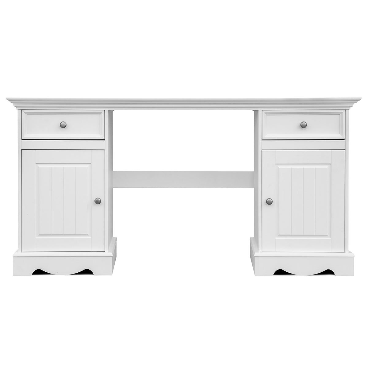 Bologna Elegante Massivholz Kiefer Schreibtisch | Farbe weiß