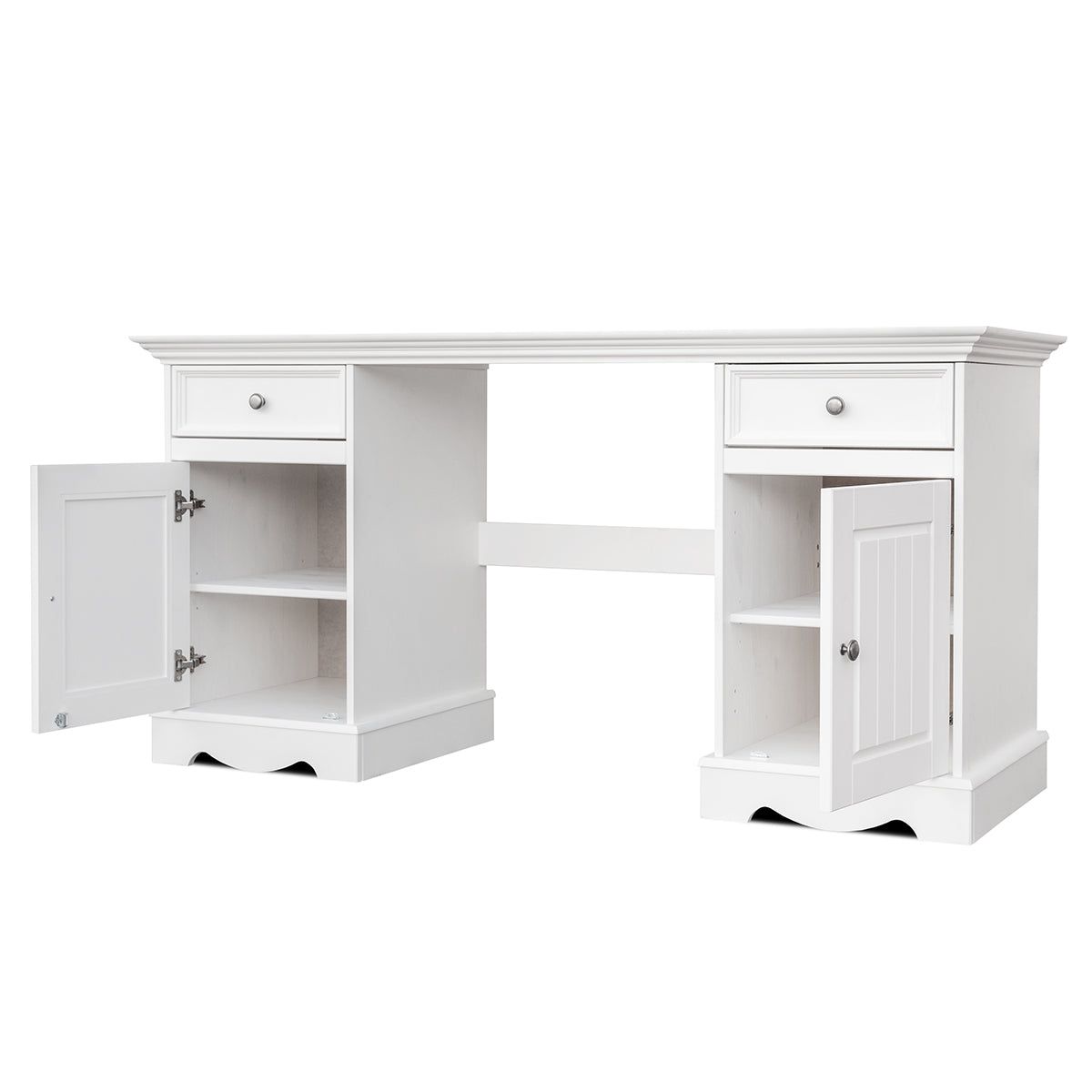 Bologna Elegante Massivholz Kiefer Schreibtisch | Farbe weiß