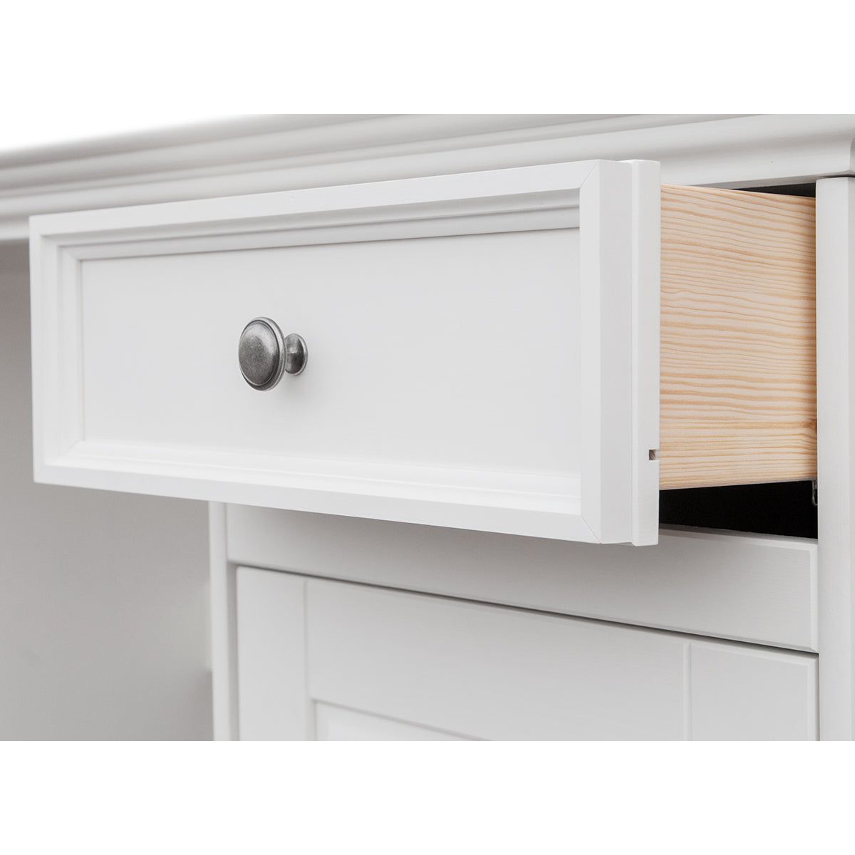 Bologna Elegante Massivholz Kiefer Schreibtisch | Farbe weiß