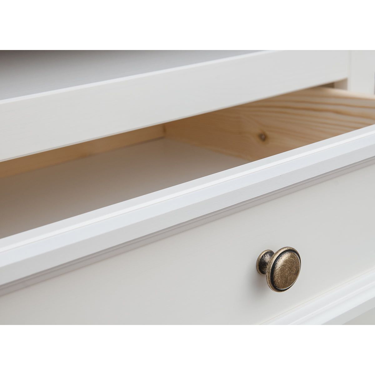 Bologna Elegante Massivholz Kiefer Kommode 3D | Farbe Weiß - Eiche