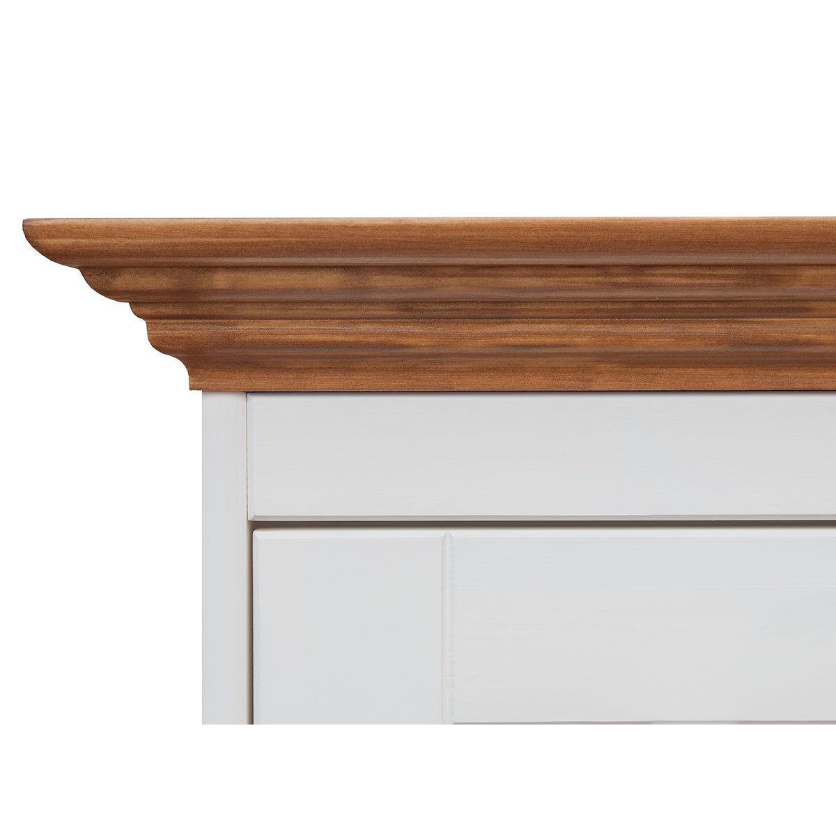 Bologna Elegante Massivholz Kiefer Kommode 3D | Farbe Weiß - Eiche