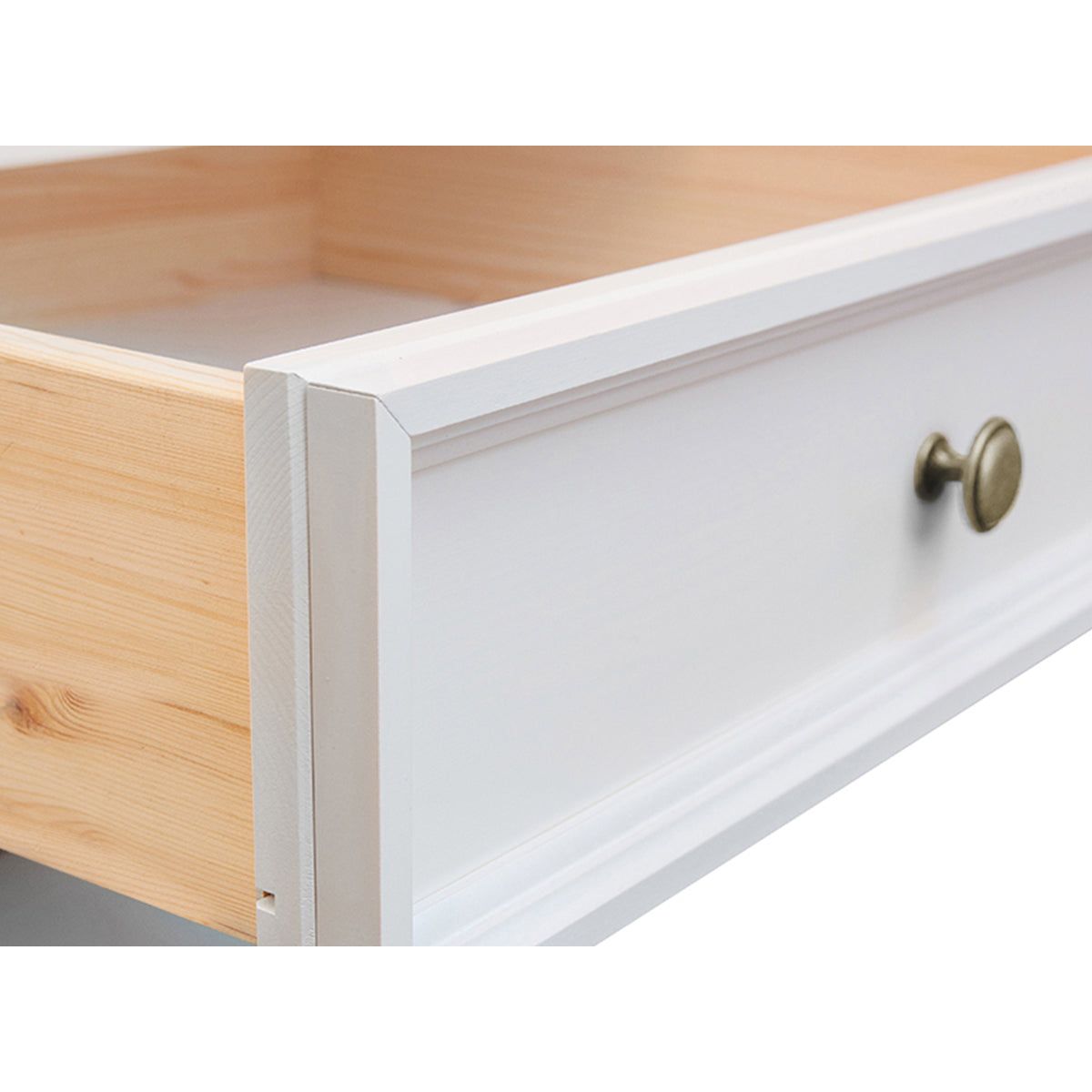 Bologna Elegante Massivholz Kiefer Kommode 3D | Farbe Weiß - Eiche