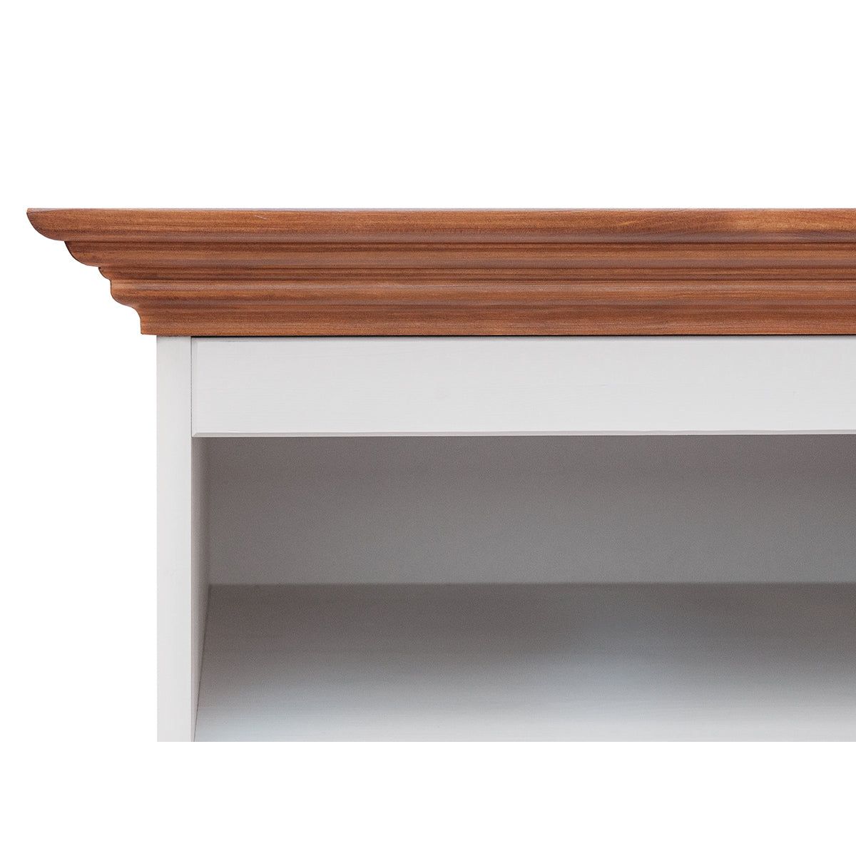 Bologna Elegante Massivholz Kiefer große TV-Schrank Kommode | Farbe Weiß - Eiche