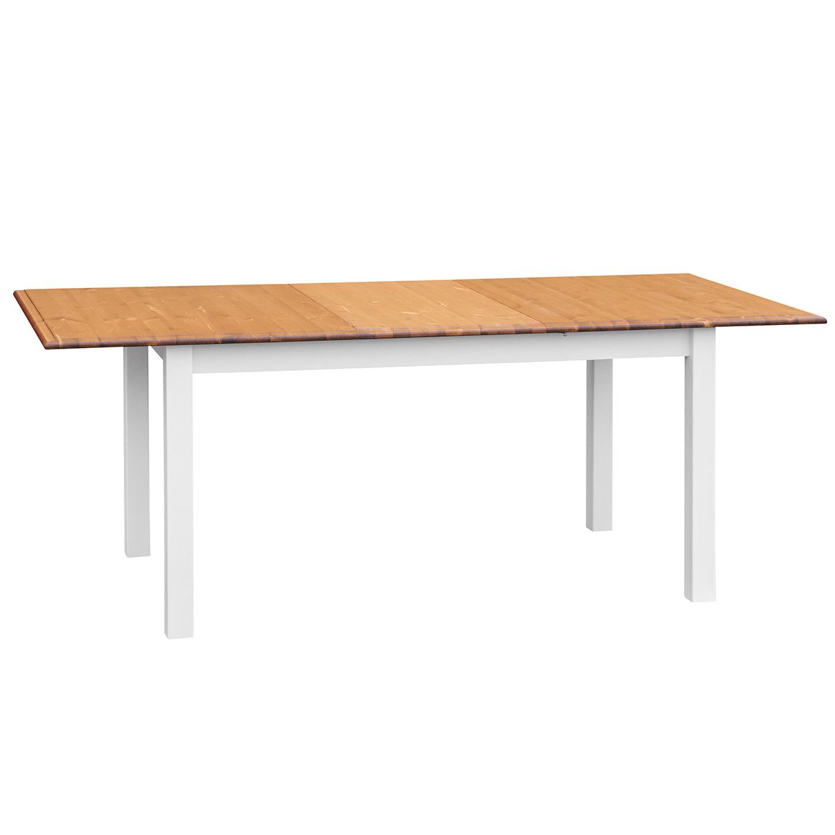 Bologna Elegante Massivholz Kiefer Esstisch ausziehbar 150/197cm | Farbe Weiß - Eiche