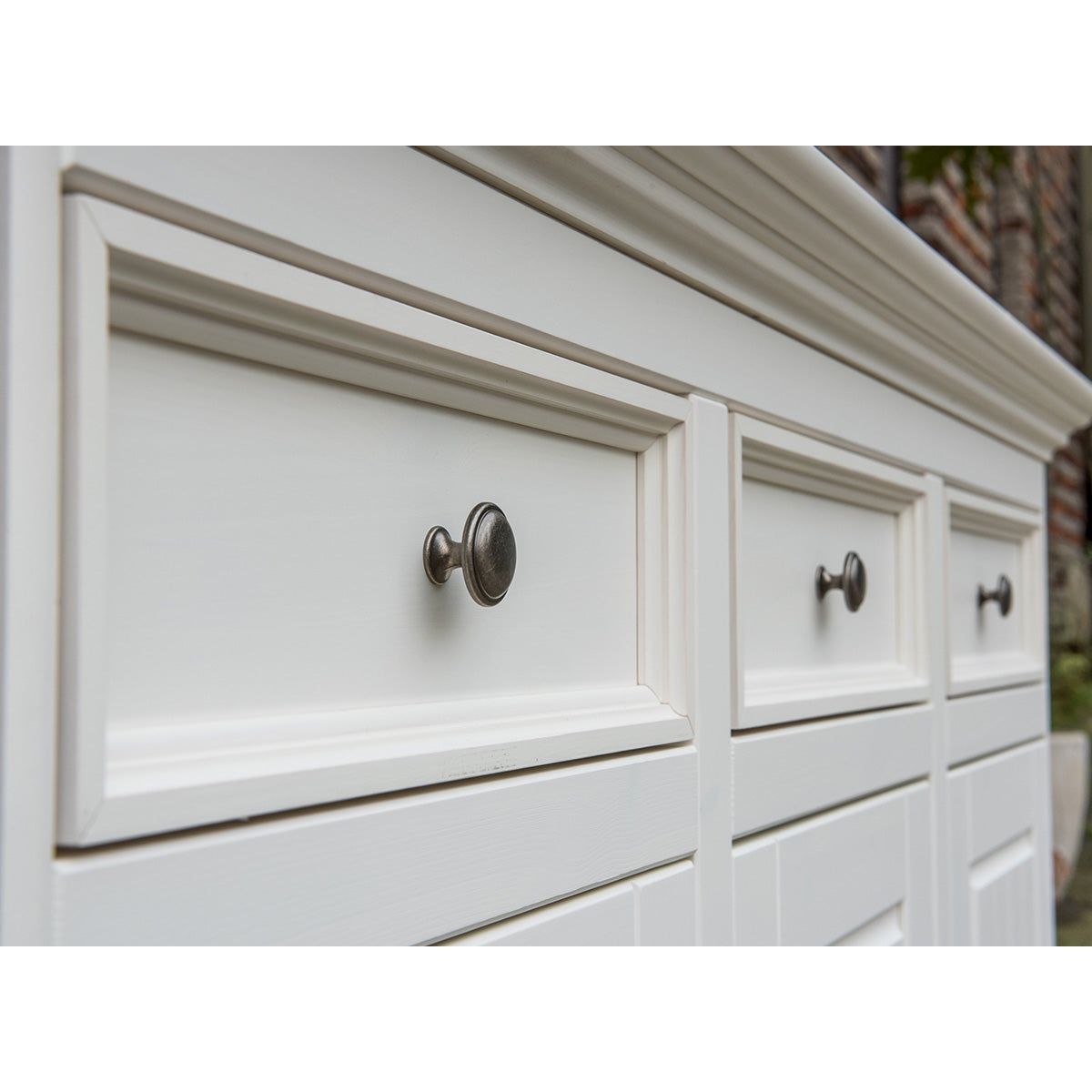 Bologna Elegante Massivholz Kiefer Kommode 3.3 | Farbe weiß