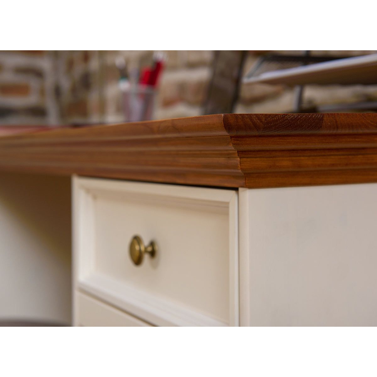 Bologna Elegante Massivholz Kiefer Kommode 3D | Farbe Weiß - Eiche