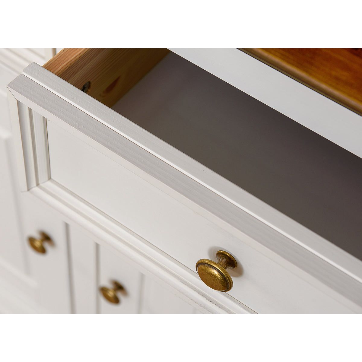 Bologna Elegante Massivholz Kiefer Kommode 4.3 | Farbe Weiß - Eiche