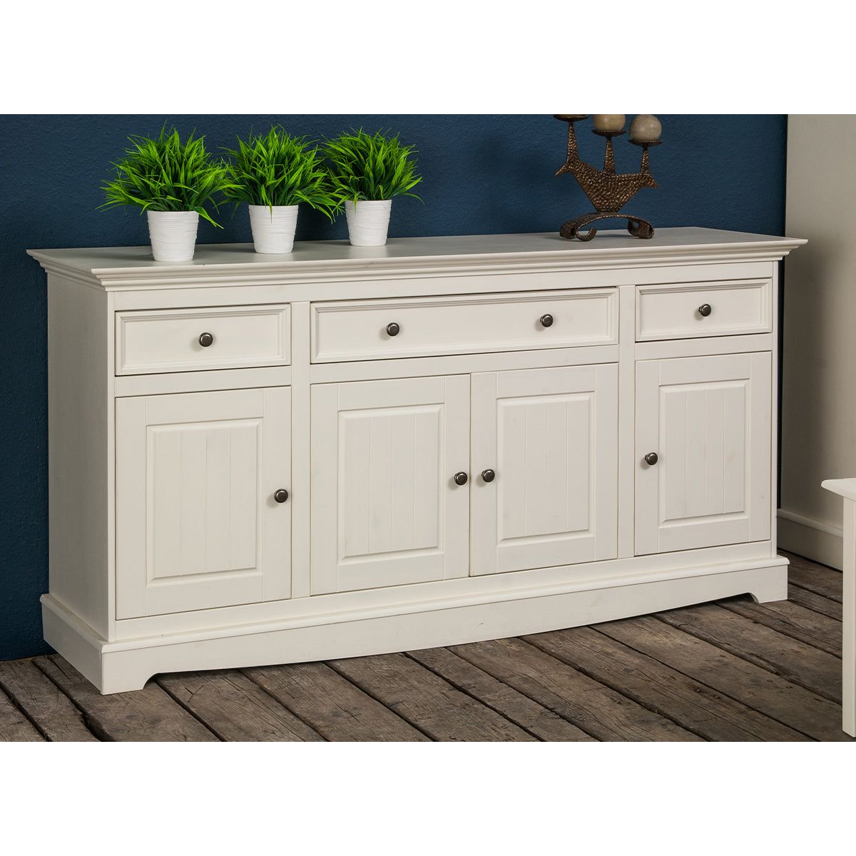 Bologna Elegante Massivholz Kiefer Kommode 4.3 | Farbe weiß