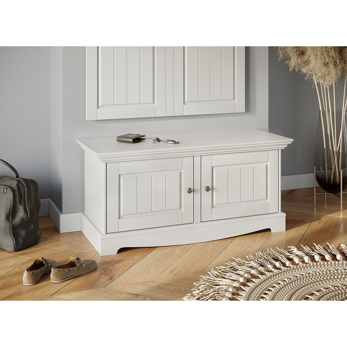 Bologna Elegante Massivholz Kiefer Kommode Schuhschrank 2.0 | Farbe weiß