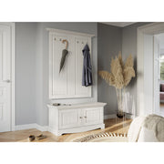 Bologna Elegante Massivholz Kiefer Garderobe Doppel Wandpanel | Farbe weiß