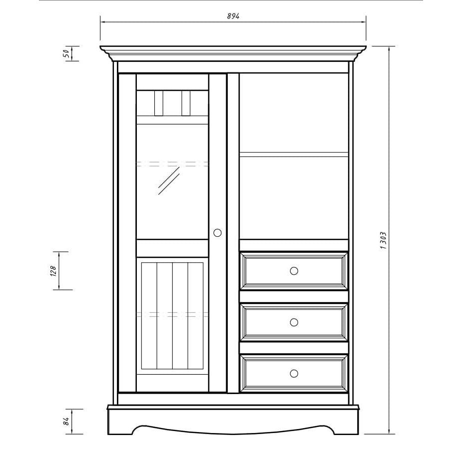 Bologna Elegante Massivholz Kiefer Glasvitrine 1.3 | Farbe weiß