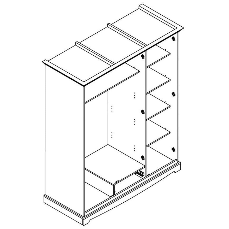 Bologna Elegante Massivholz Kiefer Kleiderschrank Spiegelschrank 3D | Farbe weiß