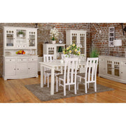 Bologna Elegante Massivholz Kiefer Esstisch ausziehbar 150/197cm | Farbe weiß