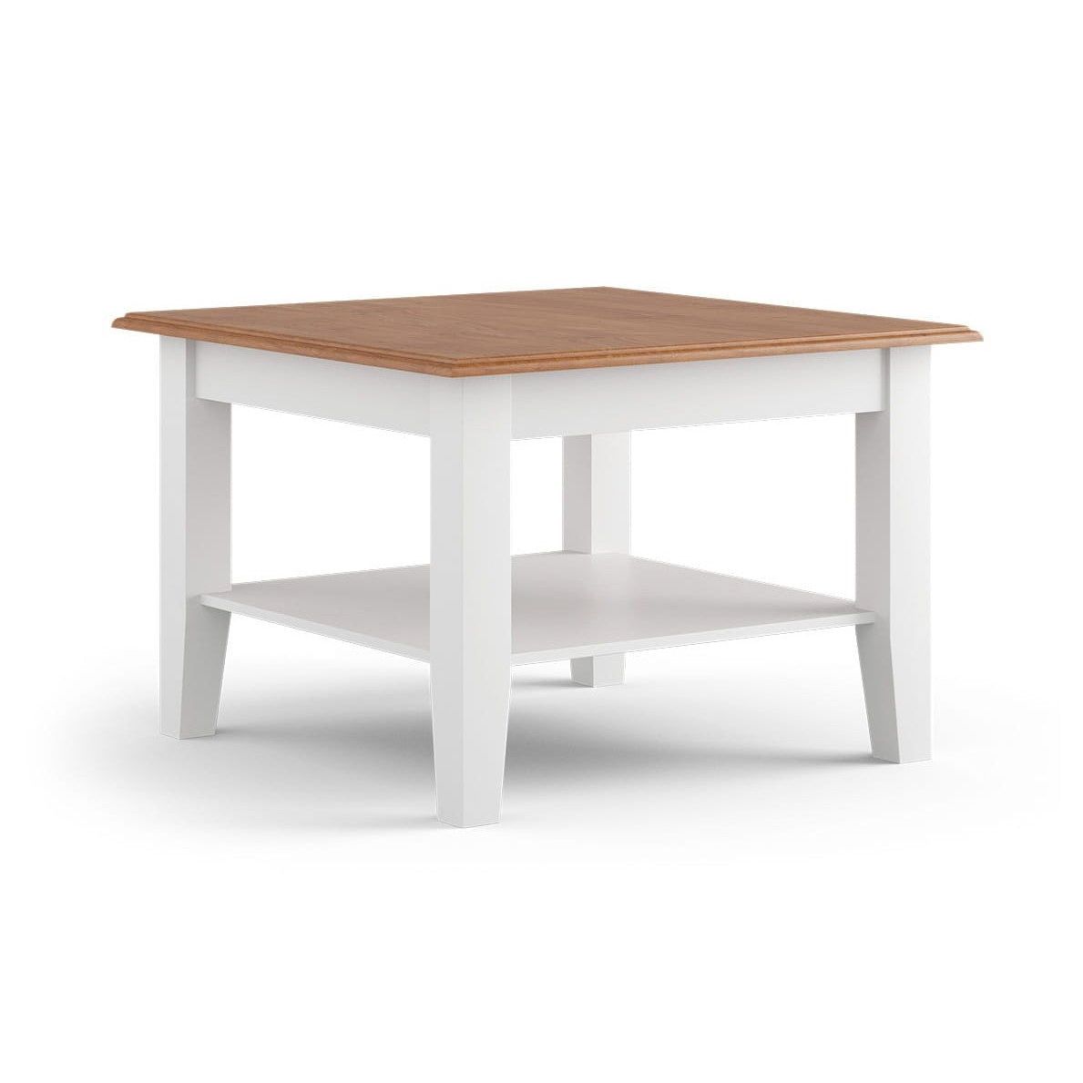 Bologna Elegante Massivholz Kiefer kleiner Couchtisch | Farbe Weiß - Eiche