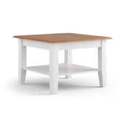 Bologna Elegante Massivholz Kiefer kleiner Couchtisch | Farbe Weiß - Eiche