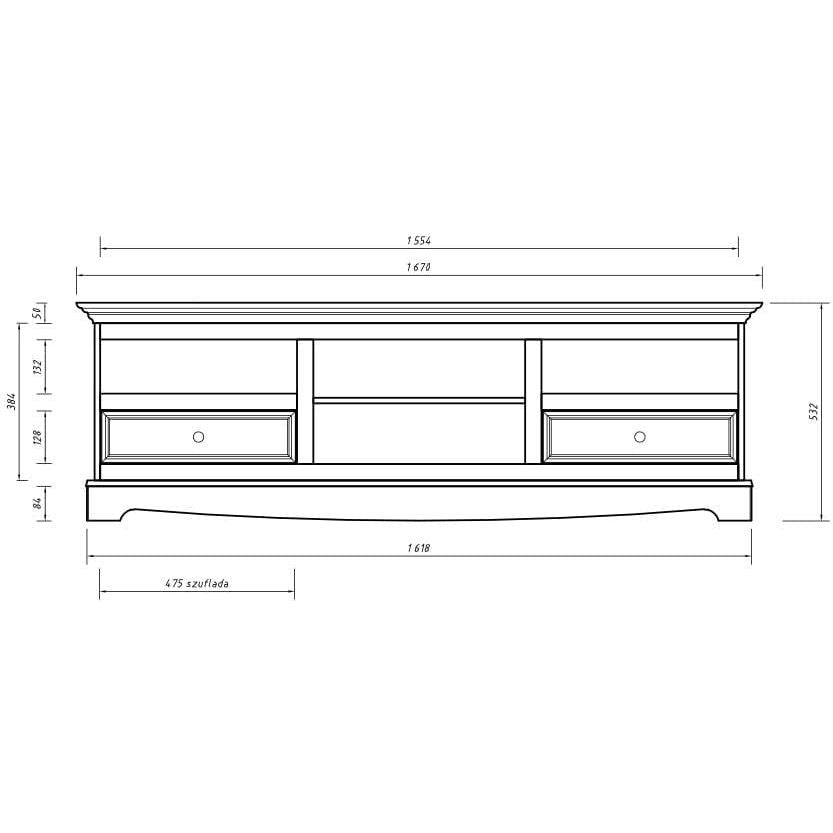 Bologna Elegante Massivholz Kiefer große TV-Schrank Kommode | Farbe Graphit - Kiefer