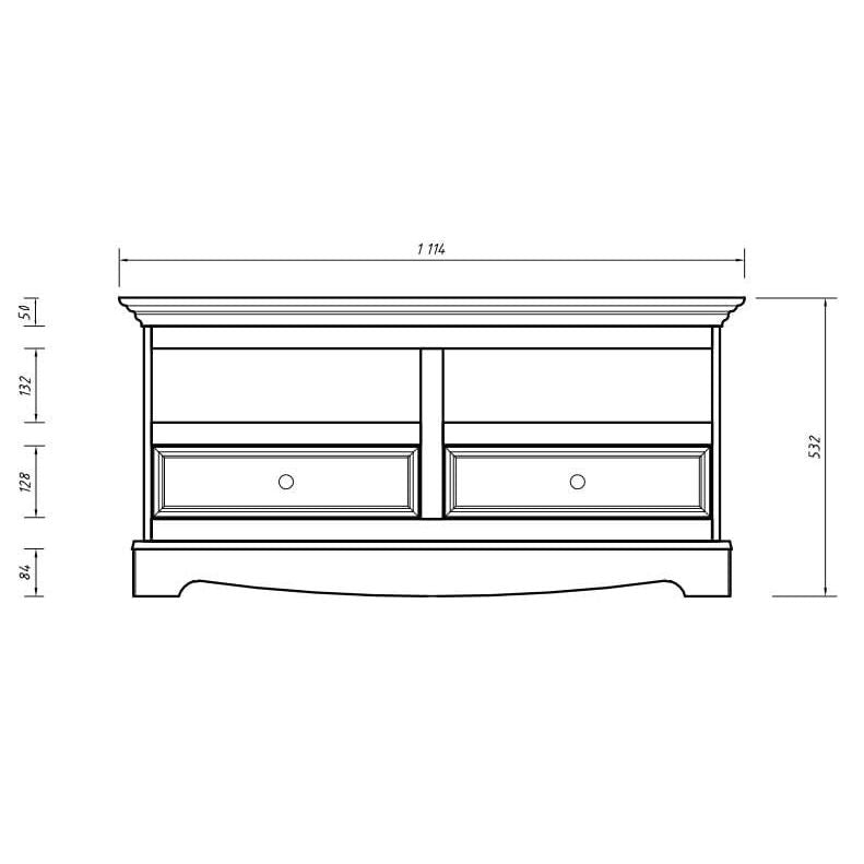 Bologna Elegante Massivholz Kiefer Kommode TV-Schrank | Farbe weiß