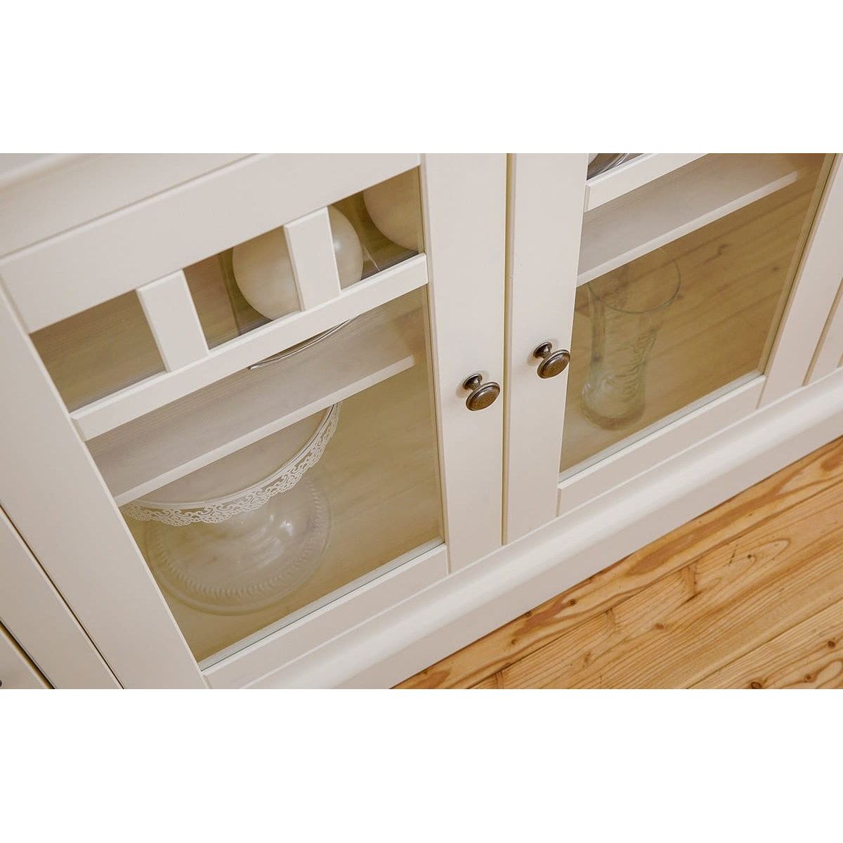 Bologna Elegante Massivholz Kiefer Kommode 4D | Farbe weiß