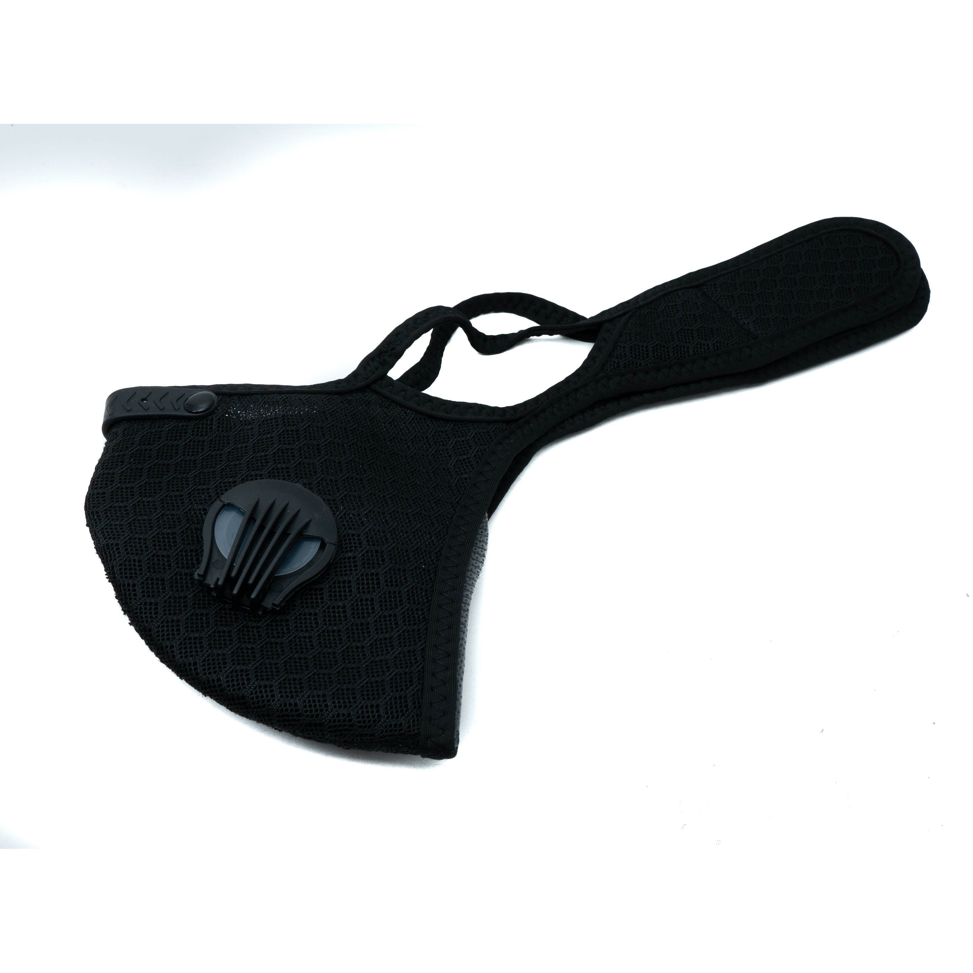 SYSTEM-S Staub Maske austauschbarer Aktivkohle Filter Nylon für Outdoor Jogging Schwarz