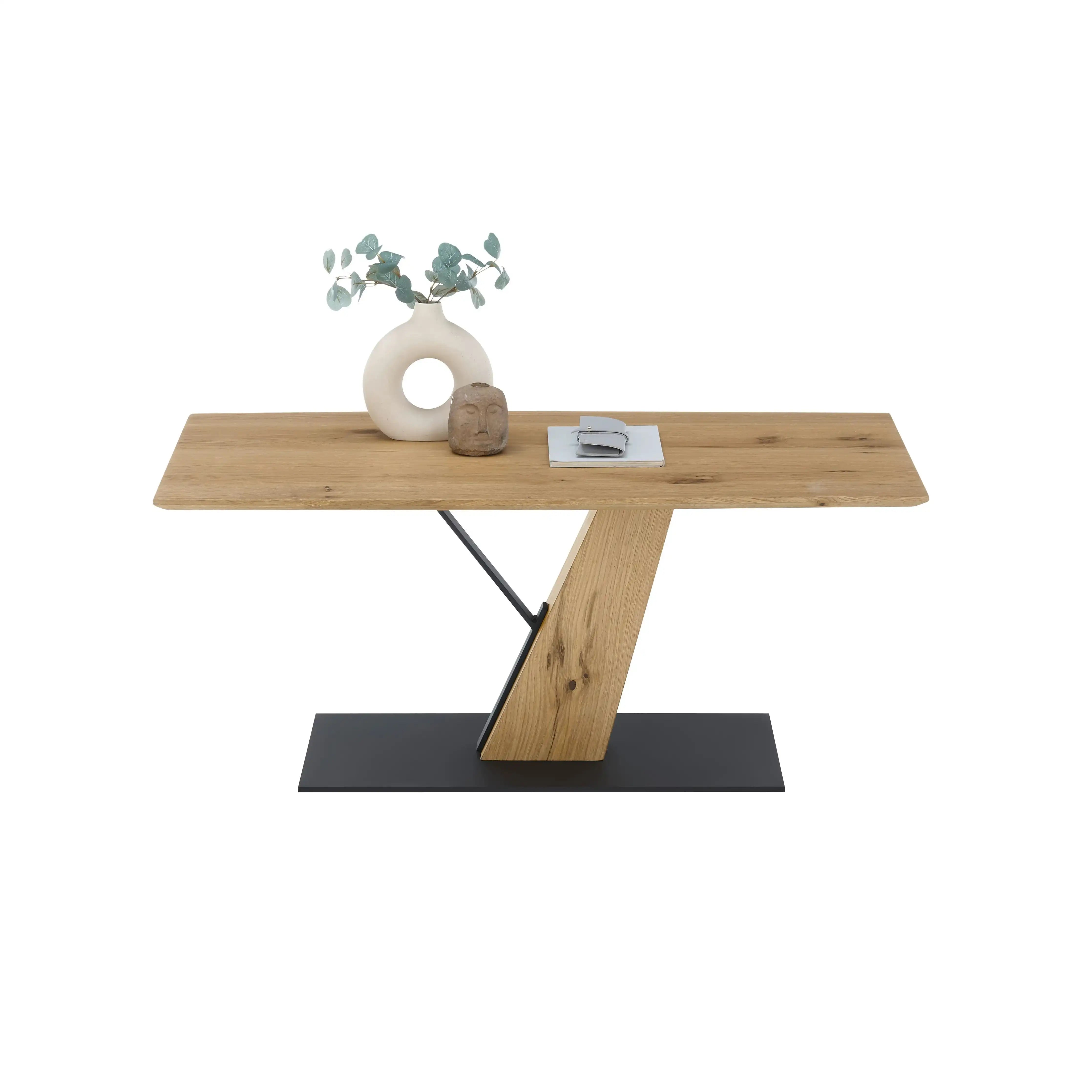 Brescia Couchtisch Eiche Furniert Mit Schwarzem Metallboden Modernes Design Jetzt