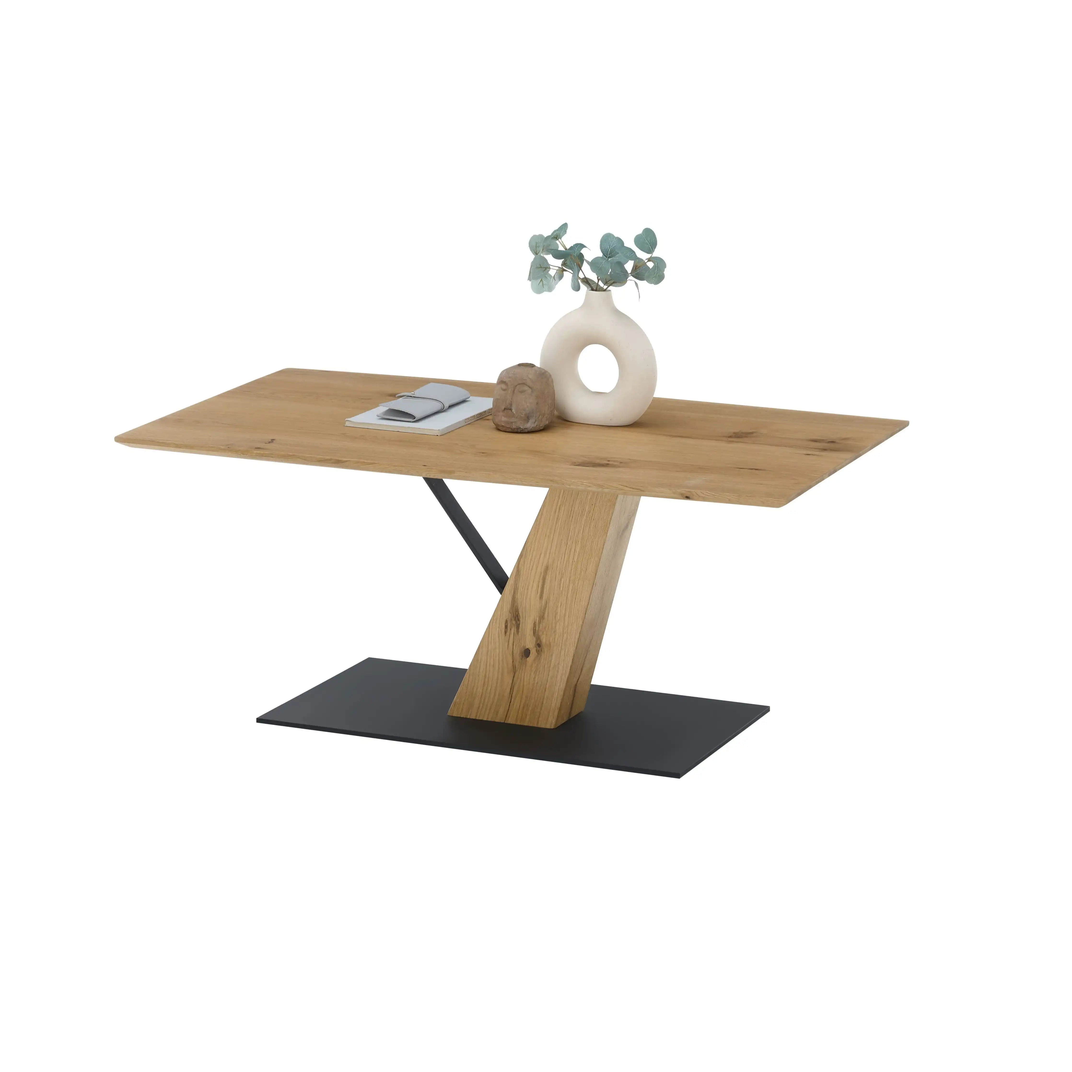 Brescia Couchtisch Eiche Furniert Mit Schwarzem Metallboden Modernes Design Jetzt