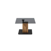 BALSTA Couchtisch Mit Lift Glasplatte Grau II Eiche Säule Geölt MDF Boden Schwarz