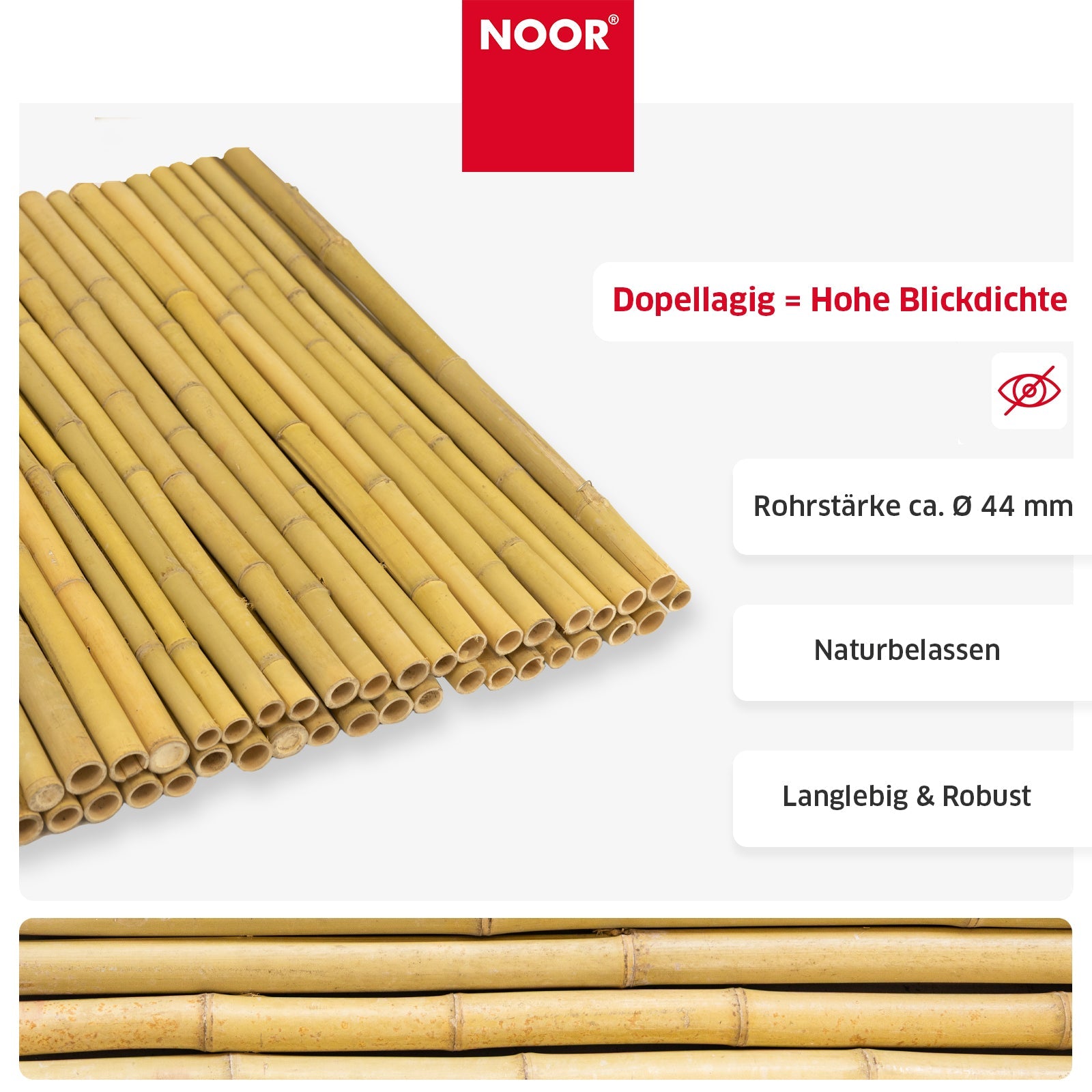 Bambusmatte DELUXE - Besonders stabiler Sichtschutz - Verschiedene Größen